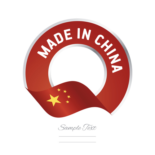 Made in China flag red color label button banner vector