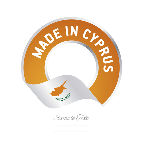 Made in Cyprus flag orange color label button banner vector