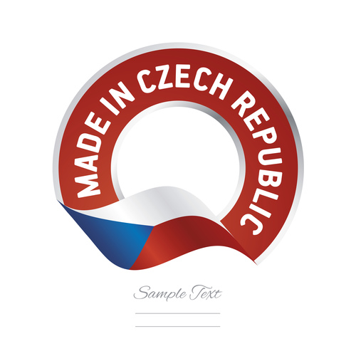 Made in Czech Republic flag red color label button banner vector