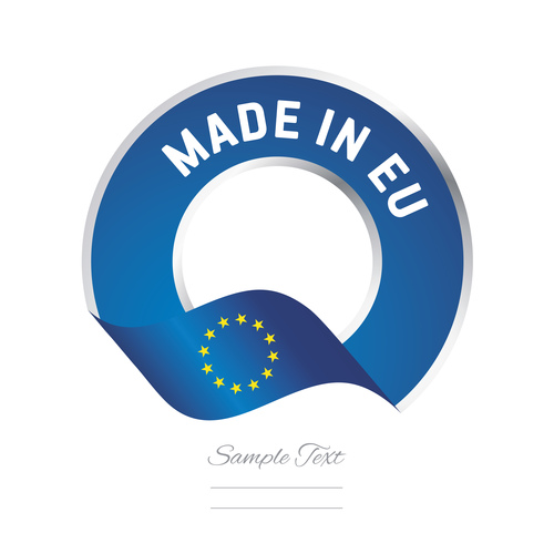 Made in EU flag blue color label button banner vector
