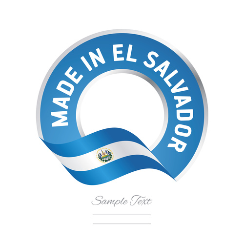 Made in El Salvador flag blue color label button banner vector