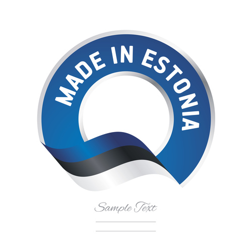 Made in Estonia flag blue color label button banner vector
