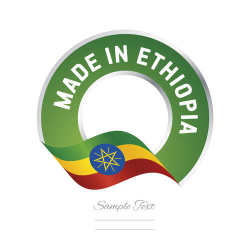 Made in Ethiopia flag green color label button banner vector