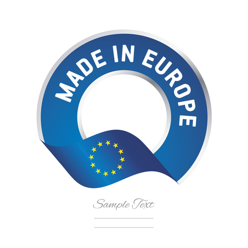 Made in Europe flag blue color label button banner vector