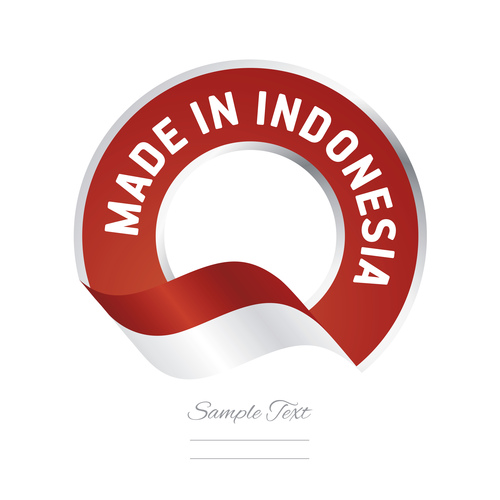 Made in Indonesia flag red color label button banner vector