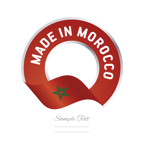 Made in Morocco flag red color label button banner vector
