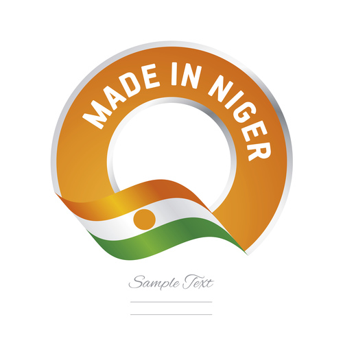 Made in Niger flag orange color label button banner vector