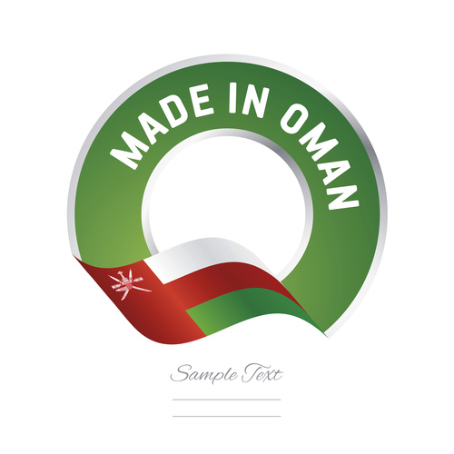 Made in Oman flag green color label button banner vector