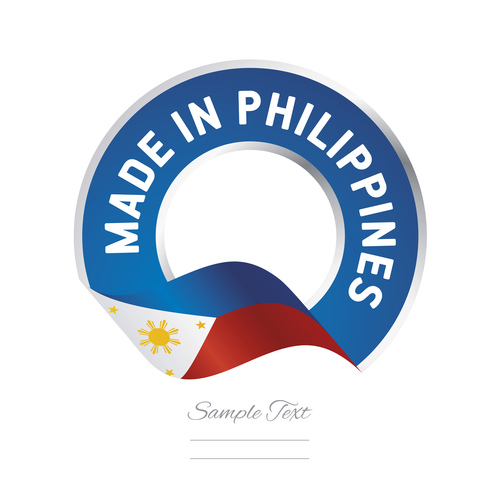 Made in Philippines flag blue color label button banner vector