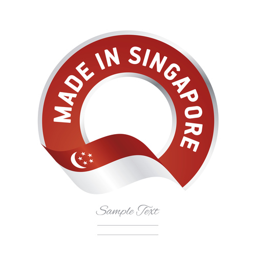 Made in Singapore flag red color label button banner vector