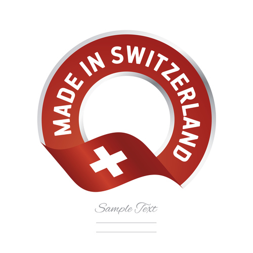 Made in Switzerland flag red color label button banner vector