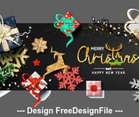 Merry christmas and gift box vector