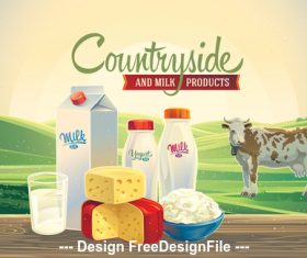 Milk landscape green vector