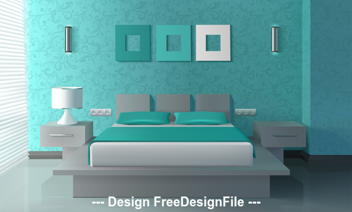 Modern bedroom interior vector