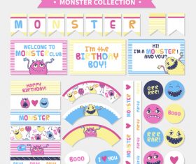Monster collection banner vector