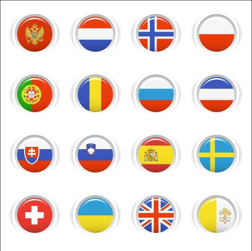 National flag glossy buttons Icon vector 01