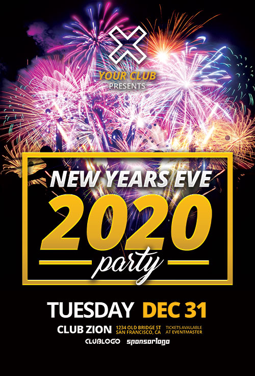 New Years Eve 2020 Flyer PSD Template