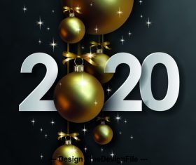 New year golden ball decoration background vector