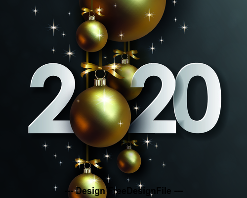 New year golden ball decoration background vector