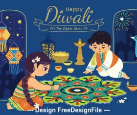 Painting decoration cartoon diwali vector