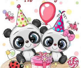 Panda birthday card vector