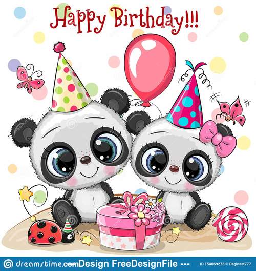 Download Panda birthday card vector free download