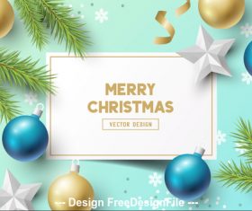Pine branch snowflake background decoration card merry christmas vector