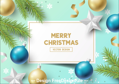 Pine branch snowflake background decoration card merry christmas vector