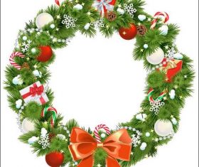 Pine branch wreath christmas card vector