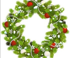 Pine branch wreath decoration christmas vector