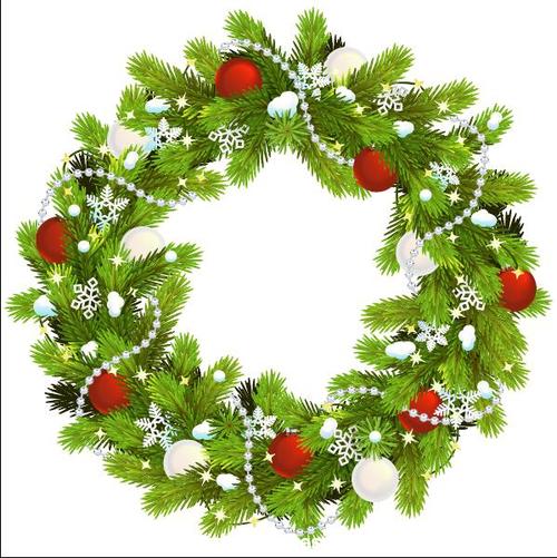 Pine branch wreath decoration christmas vector
