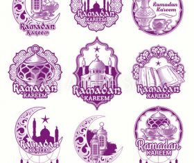 Pink Ramadan Karim badge vector