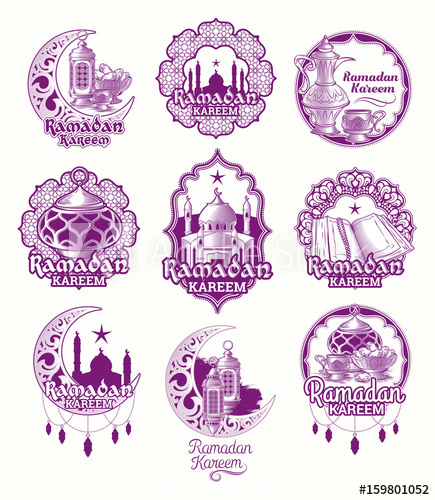 Pink Ramadan Karim badge vector