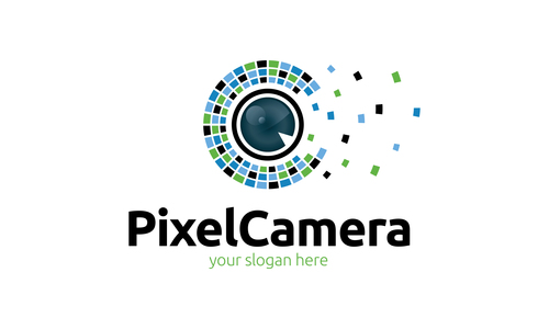 Pixel camera logo vector