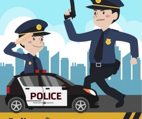 Policeand police car vector