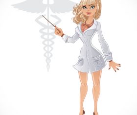 Pretty doctor with pointer vector