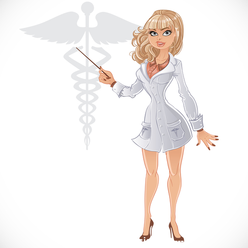 Pretty doctor with pointer vector