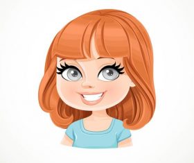 Pretty girl with bob haircut with bangs on brown hair vector
