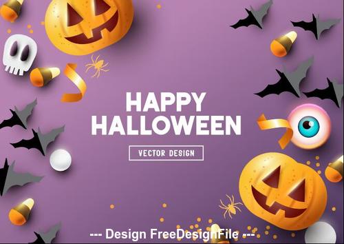 Purple background origami illustration happy halloween vector