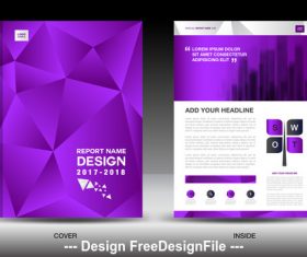 Purple polygon background flyer template vector