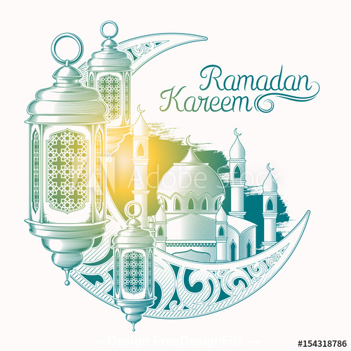 Ramadan Karim vector color illustration