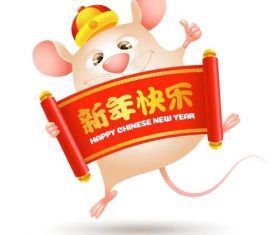 Rat holding New Year banner vector