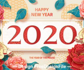 Rat new year flower decoration banner vector
