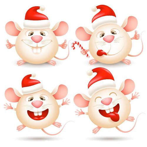 Rat vector wearing a christmas hat