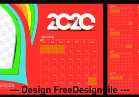 Red 2020 calendar vector