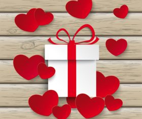 Red White Hearts Gift Wood vector
