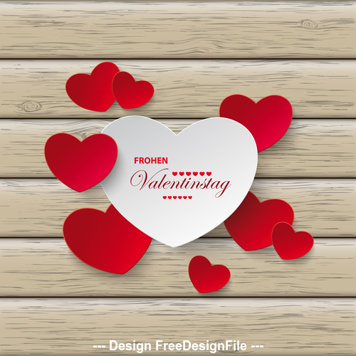 Red White Hearts Valentinstag Wood vector