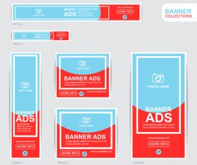 Red and blue banner advertising templates design vector