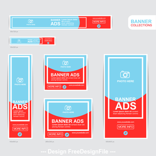 Red and blue banner advertising templates design vector