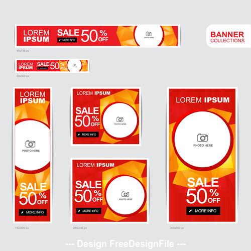 Red and gold banner advertising templates design vector